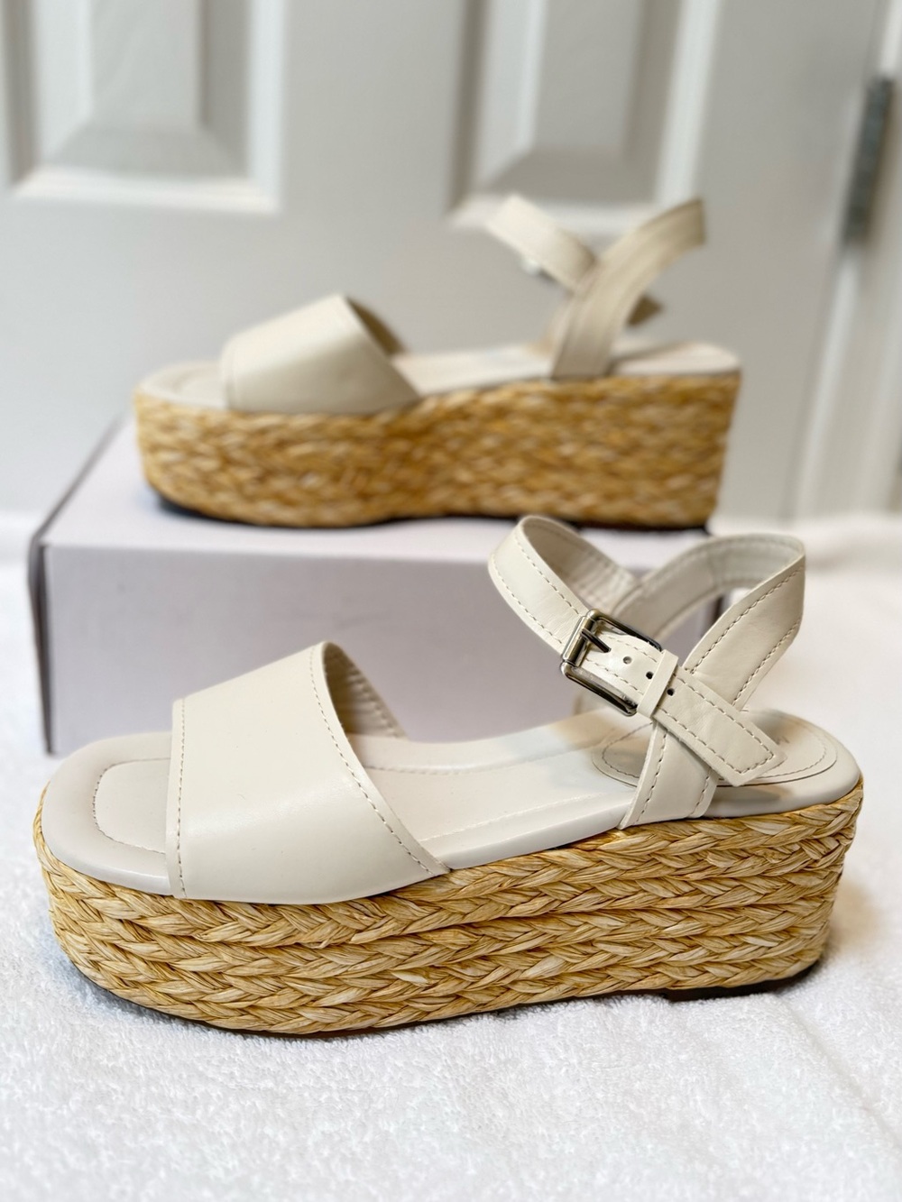 Marc Fisher Women's Cream Platform Espadrille Sandals - Y2K Summer Style 10